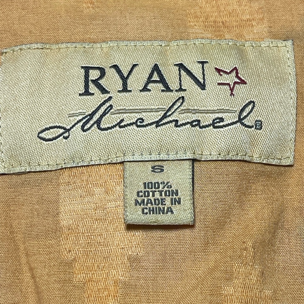 Ryan Michael Western Snap Shirt Mustard Aztec Embroidered Women S - Picture 4 of 11